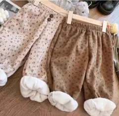 韓国子供服　フラワー起毛パンツ　2点　100