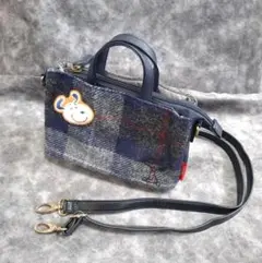 ハリスツイード スヌーピー 2WAY ミニバッグ カスタム ショルダーバッグ