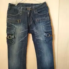 テットオム　ギミック　ダークブルー カーゴデニムパンツフレア