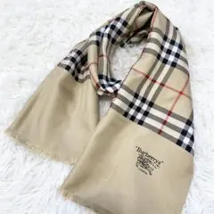 【極美品】バーバリーズ　ショール　スカーフ　ノバチェック　シルク　ロゴ