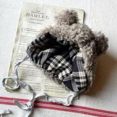 くまボンネット　ブライスアウトフィット　ハンドメイド　くま耳帽子　着せ替え服