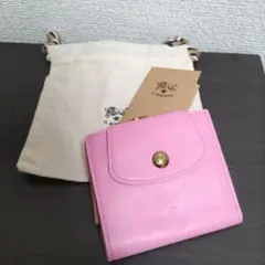 新品 イルビゾンテ 本革 レザー がま口 折り財布 ウォレット ピンク