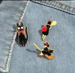 魔女の宅急便 キキ ジジ ピンバッジ 3点セット　金属製　樹脂留