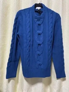REISS 青いケーブル編みクルーネックセーター