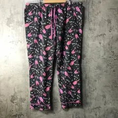 B725古着　柄パンツ　パジャマパンツ　チャコール　90s Y2K