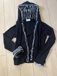 PINK HOUSE ブラック フリルパーカー