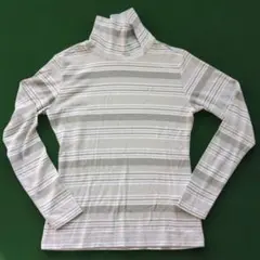 Callaway　ストライプタートルネック長袖シャツ　ライトグレー　ゴルフ