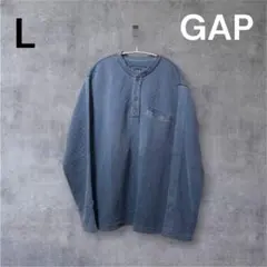 GAP ギャップ ネイビー L キルティングトレーナー ヘンリーネック シンプルのサムネイル