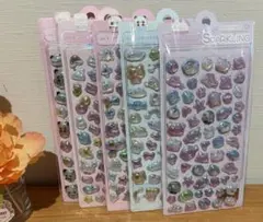 【海外製】ぷくぷくオーロラシール 3D立体シール5枚セット