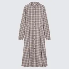 ユニクロ　ソフトフランネルフレアワンピース　チェック