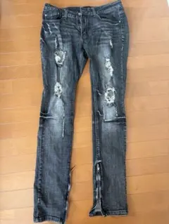 COOPER 9 スキニーデニム ダメージ加工 ジップ