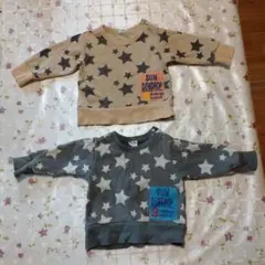 80cm 裏起毛の可愛いトレーナー2枚セット　男女兼用