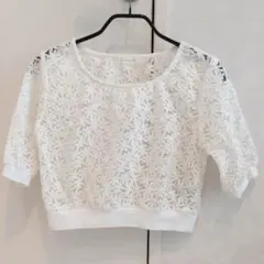 ディップドロップス レース 花柄 トップス 白のサムネイル