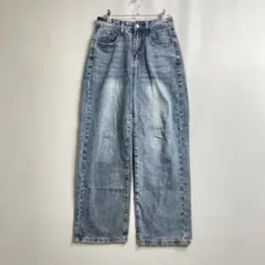 Dazy　ハイウエストワイドレックデニムパンツ　古着　ブルー　S