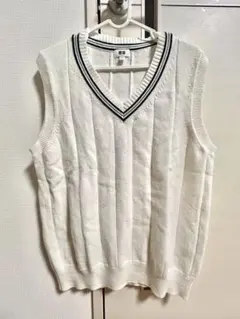 UNIQLO ホワイト Vネックニットベスト M