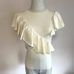 【美品】Lily Brown リリーブラウン　アシメントリー　フリル　ニット　Fのサムネイル