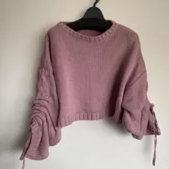 バルーンスリーブニット M ピンク