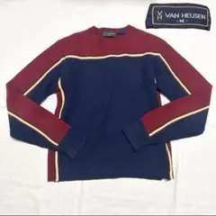 【van heusen 】80sヴァンヒューゼン　セーター　ニット古着　紺タグ