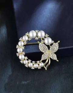 パール ブローチ フォーマル ゴールド 　結婚式　韓国 b11