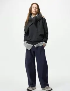 UNIQLO ユニクロ ジャージーバレルレッグパンツ ネイビー