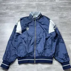 80s デサント製 adidas ナイロンジャケット ネイビー ブルゾン M