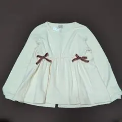 【新品】120★プティマイン★ベロアリボン付き！ふんわりチュニックカットソー★