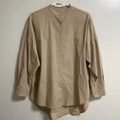 美品ELFRANK バンドカラーボリューム袖シャツ ベージュ 長袖Fのサムネイル
