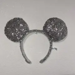 ミッキー スパンコール シルバー カチューシャ