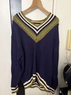 90s L ■ OLD GAP コットン チルデン ニット セーター