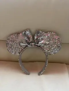 ミッキーマウス耳カチューシャ シルバー スパンコール