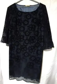 ローズティアラ 花柄レースワンピース ネイビー サイズ42