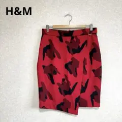 H&M ラップ風タイトスカート ストレッチ 迷彩柄 レッド XLのサムネイル