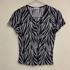 NICOLE ゼブラ柄 Vネック 半袖Tシャツ レディースのサムネイル