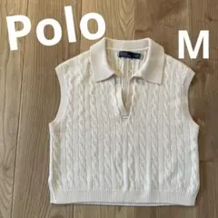 ⭐︎新品⭐︎Polo ニットベスト 襟付き オフホワイト Vネック 短め丈