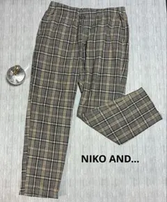 niko and… ニコアンド メンズM相当チェック柄 イージーパンツ ブラウン