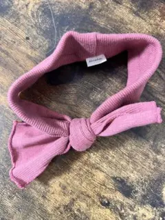 リブ編みピンクヘアバンド