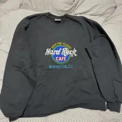 USA製ハードロックカフェ ワシントン刺繍 スウェット ブラック 黒色 L