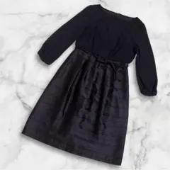 【美品】NATURALBEAUTY ナチュラルビューティーワンピース ネイビー