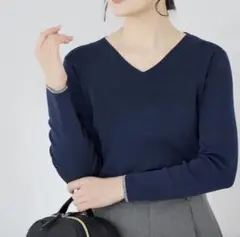 Vネック配色ラメニット　AOKI MeWORK