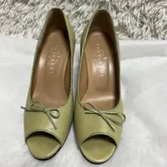 トラサルディ　TRUSSARDI レザー　パンプス　黄緑