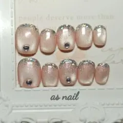 No.27 ガラスフレンチ風マグネットネイル