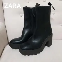 ZARA シャークソール サイドジップ チャンキーヒール ブーツ