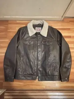 【希少】Levi's ボア襟 ダークブラウンレザージャケット