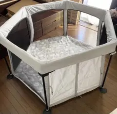 【説明書・箱付き】日本育児　洗えてたためるポータブルベビーサークル　グレー