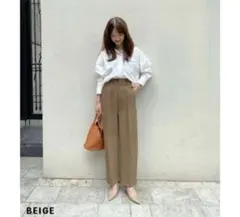 BASEMENT online ベージュ カーブバギーパンツ S