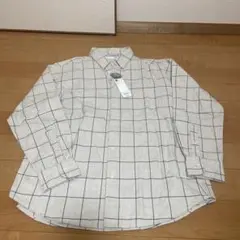 グレー チェック柄 長袖シャツ