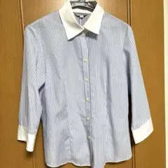 THEORIA 青と白のストライプ 五分袖シャツ 11