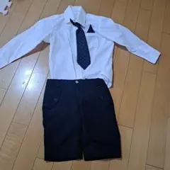 子供用フォーマルセット 白シャツ ネクタイ 黒ショートパンツ