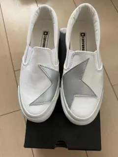 【レア】Converse スリッポン ホワイト/シルバー 22.5㎝　スター　星