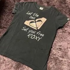 ROXY 半袖Tシャツ ブラック 花柄ロゴのサムネイル